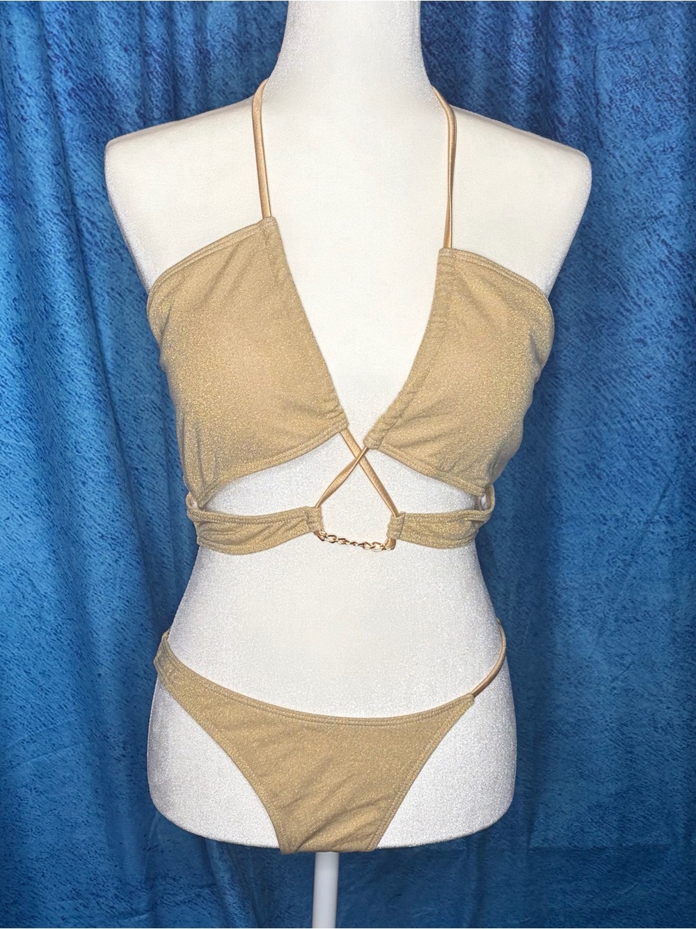 Gold Halter Bikini Set